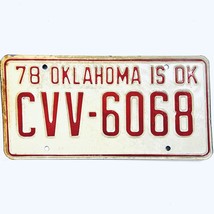 1978 United States Oklahoma Oklahoma is OK Passenger License Plate CVV-6068 - £14.51 GBP