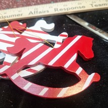 4 red and White color Rocking Horse ornaments vintage - $4.85