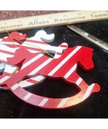 4 red and White color Rocking Horse ornaments vintage - $100.88 MXN