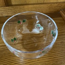 Vintage Clear Glass Christmas Holiday Holly Berries Serving Bowl Dish - £11.09 GBP