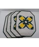 SOUTH SEA QUILT SET OF 4 FABRIC KITCHEN PLACE MATS OCTOGON SHAPED PINEAPPLE - $5.99