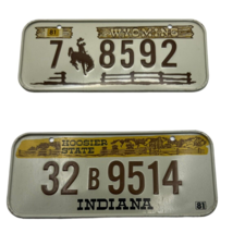 Vintage 1981 Wheaties Indiana Wyoming Cowboy Mini bike license Plate Tag... - $23.36