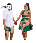 African couple Cotton clothing wax printing Women Dress and Men&#39;s Shirt ... - £115.66 GBP