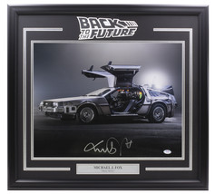 Michael J. Fox Signed Framed 16x20 Back to the Future Delorean Car Photo... - $484.03