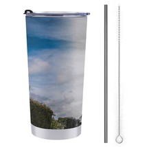 Mondxflaur Sky Landscape Steel Thermal Mug Thermos with Straw for Coffee - $20.98