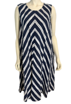 Lands&#39; End Navy and White Striped Sleeveless Shift Dress Size 2X - £18.31 GBP