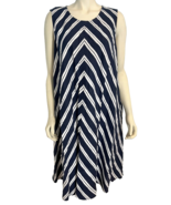 Lands&#39; End Navy and White Striped Sleeveless Shift Dress Size 2X - $32.24 CAD
