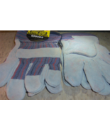 WORK GLOVES  2 pairs L 100% Cow Leather Palm HeAvY Duty Firm Grip LARGE ... - $708.66 MXN