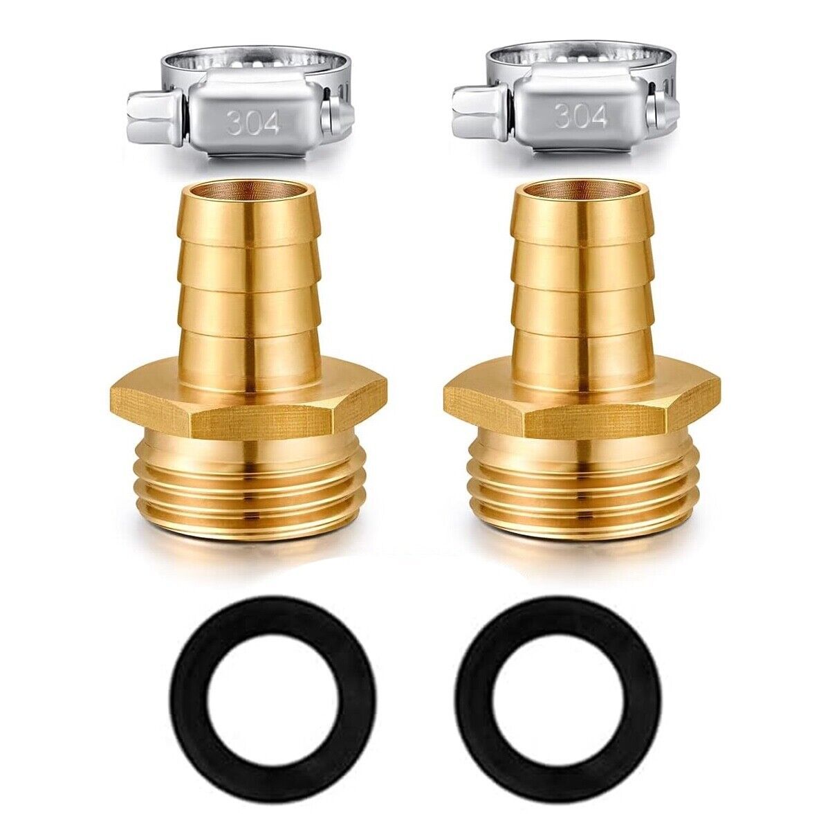 Primary image for 2PK GHT Repair Connector With Stainless Clamps 5/8" Barb X 3/4"Male Thread