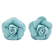 Blue Rose Passion Genuine Leather Post Earrings - $16.82