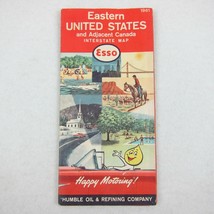 Vintage 1961 Esso Humble Oil Road Map Eastern United States &amp; Adjacent C... - $9.99