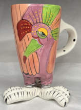 Blue Sky Coffee Tea Cup Mug 2009 Clayworks Ceramic Pink Peacock 12oz - £15.51 GBP