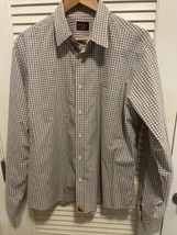 Men’s UNTUCKit Long Sleeve Button Down Shirt White Purple Squares  XL Co... - £22.57 GBP