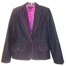 Apostrophe Bluish Black Blazer Jacket with Metallic Sheen Hot Pink Accents sz 6 - £24.90 GBP