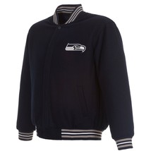 NFL Seattle Seahawks  JH Design Wool Reversible Jacket Navy 2 Front Logos  - £112.51 GBP