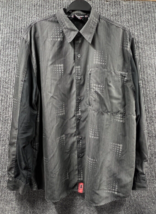 VTG 90’s Bugle Boy Shirt Mens Large Geometric Button Up Black Zip Pocket Vented - £15.19 GBP