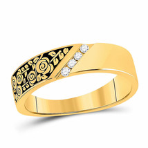 14kt Yellow Gold Womens Round Diamond Flower Rose Band Ring 1/12 Cttw - £536.50 GBP