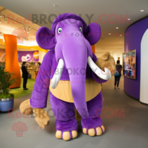 Purple Mammoth mascot costume character dressed with a Jeggings and Shawl pins - £929.29 GBP