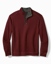 Tommy Bahama Flipshore Half Zip Reversible Sweatshirt Burgundy Gray Mens... - $80.19
