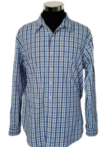 IZOD Shirt Men&#39;s Size X-Large Button Front Blue White Checks Long Sleeve... - $18.81