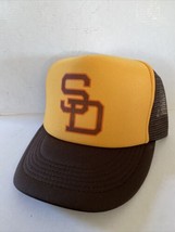 Vintage San Diego Padres Hat Trucker Hat Adjustable snapback Gold Baseball Cap - £13.72 GBP