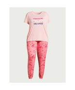 Joyspun Short Sleeve T-Shirt Jogger Pants Sleep 2PC Set Plus Size 3X Pin... - $309.61 MXN