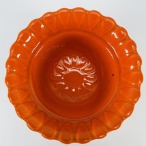 California Pottery Bowl Bright Orange Scalloped Rim VTG Swirled Line MCM 6.25in - £9.92 GBP