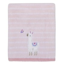 Parents Choice Appliqued Llama Plush Baby Blanket - Pink and White - New - £15.94 GBP