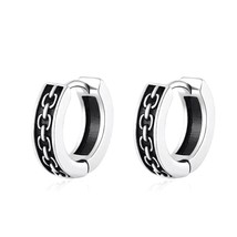 Surgical Steel Round Small Black Huggie Hoop Earrings Men Women Jewelry Gift - £9.43 GBP
