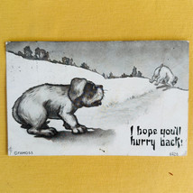 Early Comic Postcard F. A. Moss PuppiesI Hope You&#39;ll Hurry Back! - $5.89