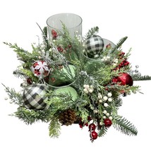 Holiday Centerpiece With Pinecones &amp; Ornaments In Black Planter Bowl 13&quot;... - $28.71