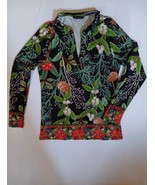 Love U Dear Boho Women&#39;s Floral Blouse Size L Long Sleeve Black Green An... - $227.42 MXN