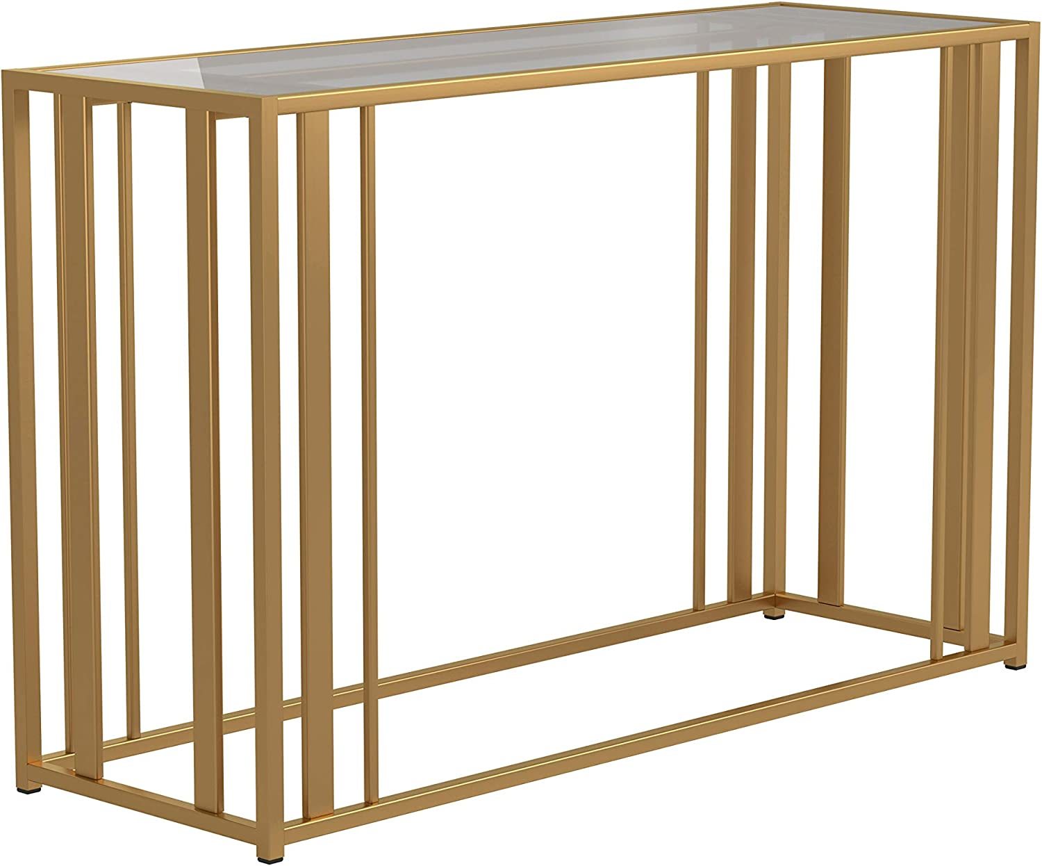 Eastbrook Metal Frame Sofa Table, Matte Brass And Clear, By Coaster Home - $235.99