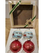 4 Vintage Christmas Ornaments in Box Covered Bridge, Horse &amp; Sleigh, Shi... - £15.21 GBP