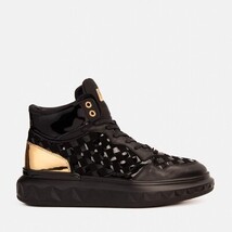 The Eugene Black & Gold Woven Leather High-Top Men Sneaker image 4