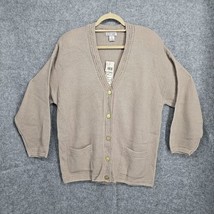 Vintage NEW Lindsey Blake Womens Cardigan Large Tan Gold Buttons 100% Acrylic - £14.55 GBP