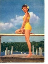 PIN-UP GIRL ON DOCK-COLORED PHOTO-1950&#39;S - £14.55 GBP