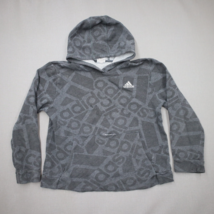 Adidas Youth Hoodie Size Large 14/16 Gray Logo Print - $7.92