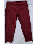 Victoria’s Secret Sport Maroon Cropped Leggings Large Sheer Patterned Bo... - $19.99