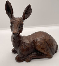 Baby Sitting Deer Fawn Red Mill Pecan Carved Resin Reproduction See Photos - £7.63 GBP