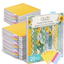 20 Pieces Scrapbook Paper Storage Clear 12 X 12 Paper Storage Organizer With Tab - £29.80 GBP