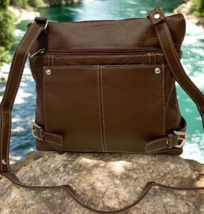 BROWN MEDIUM COWHIDE LEATHER STYLISH CROSS BODY SHOULDER BAG PURSE - $32.71