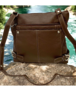 BROWN MEDIUM COWHIDE LEATHER STYLISH CROSS BODY SHOULDER BAG PURSE - $616.51 MXN