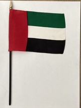 New United Arab Emirates Mini Desk Flag - Black Wood Stick Gold Top 4” X 6” - $5.00