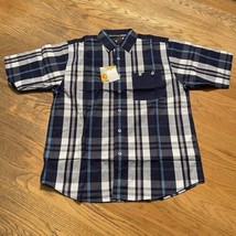 Y2K Plaid Button Up Collar Shirt Blue Size L NEW CLH - $17.96