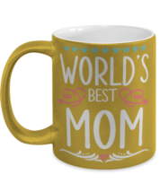 Worlds best Mom1, gold Coffee Mug, Coffee Cup metallic 11oz. Model 60044  - £19.92 GBP