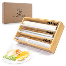 Wooden Foil and Plastic Wrap Dispenser With Cutter - £16.77 GBP