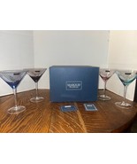 4 Waterford Marquis Polka Dot Colored Martini Glasses W/Stickers IOB - $1,761.39 MXN