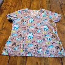 Womens M Scrub Top Eeyore Oh Joy Hospital Uniform Healthcare Winnie the ... - $14.82