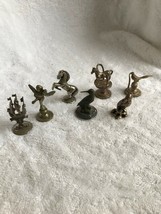 Lot Of 7 Vintage Metal Miniature Small Figurines Statues Animals Minis - £47.87 GBP